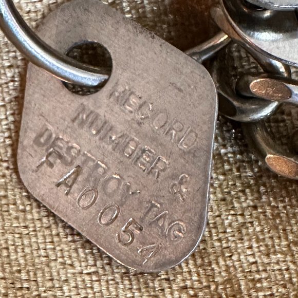 Vintage Key Chain With Destroy Tag, Wells Fargo and Scales of Justice Charms - Picture 3 of 9